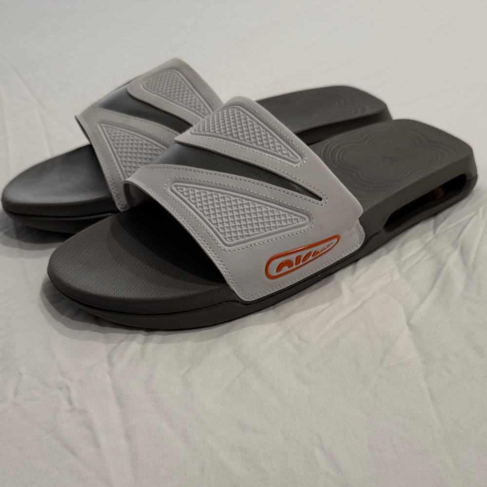 Nike Air Max - Gray and Orange Slide Sandals